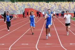 Beh na 100m zľava Marek Šluch, Matej Orlický a Róbert Maretta